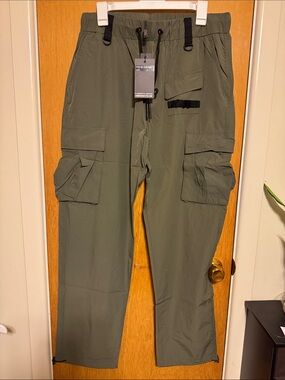 American Stitch Men's Olive Green Cargo Pants with Drawcord Waist